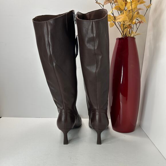 Naturalizer Deesha Knee High Wide Calf Boot Zip Block Heel Brown Women's 9W NWOB - Picture 4 of 11